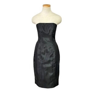 Betsey Johnson Evening Dress Size 4 Black Cocktail Strapless Black Ruffle Back